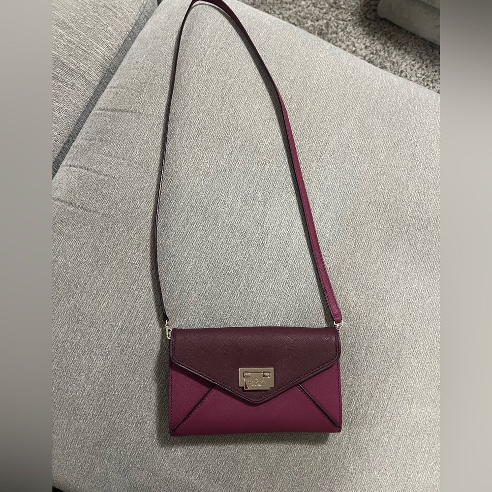 Authentic Kate Spade New York Crossbody Envelope Bag in Burgundy and Plum